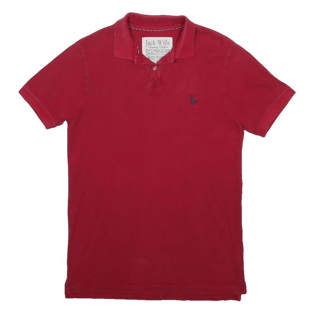 JACK WILLS Mens Red Short Sleeve Plain Polo Shirt M Cotton Classic Fit