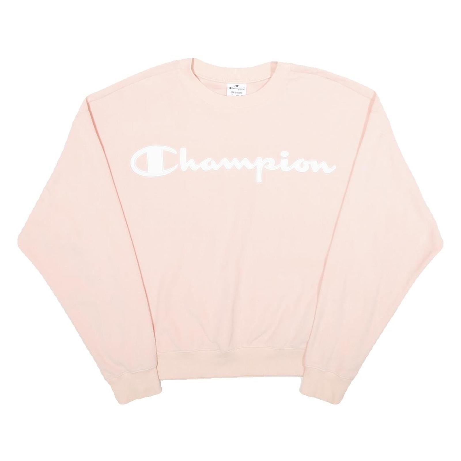 CHAMPION Womens Pink Crew Neck M Sweatshirt Long Sleeve Logo Pullover