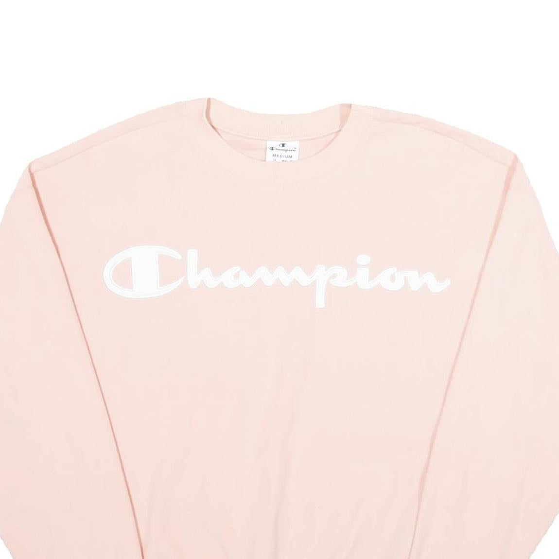 CHAMPION Womens Pink Crew Neck M Sweatshirt Long Sleeve Logo Pullover