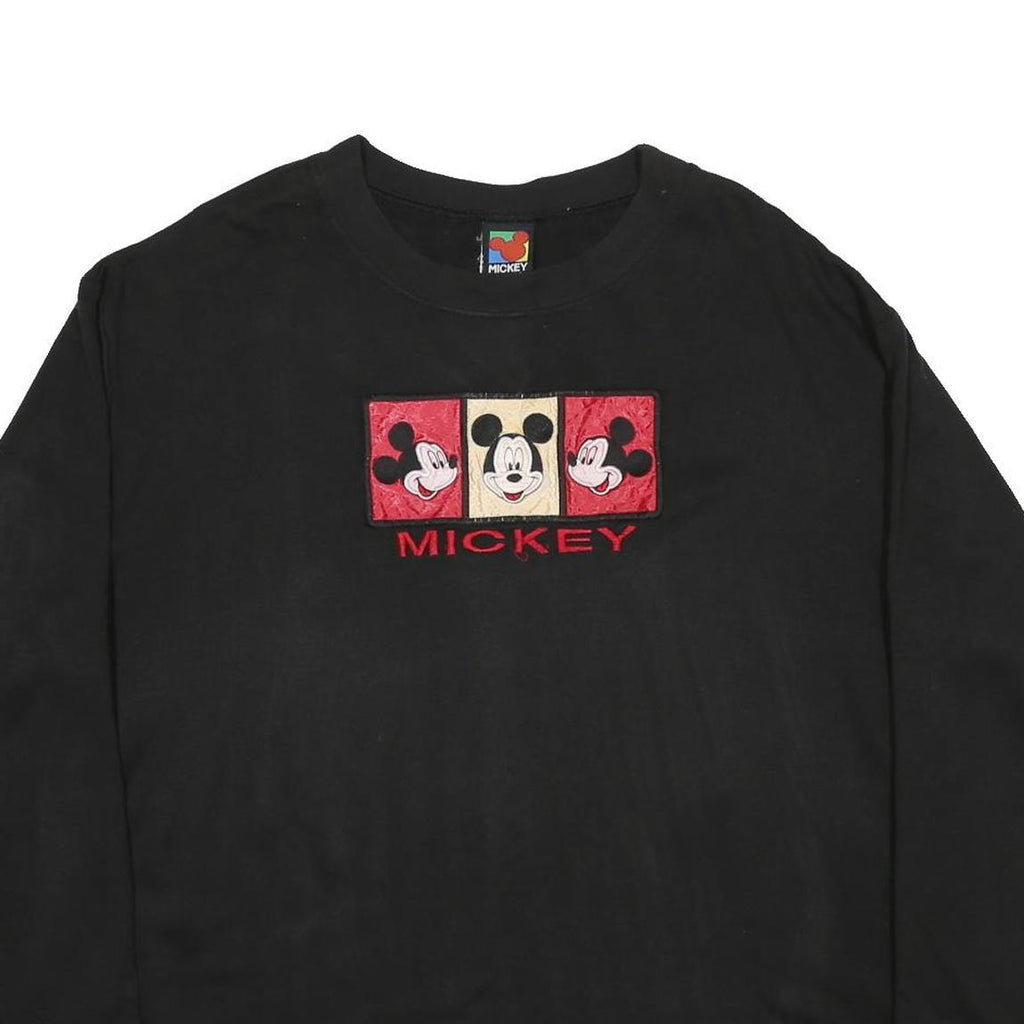 MICKEY UNLIMITED Womens Black L Cotton Blend Crew Neck Pullover Sweatshirt