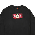 MICKEY UNLIMITED Womens Black L Cotton Blend Crew Neck Pullover Sweatshirt