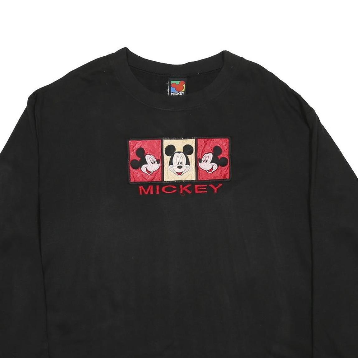 MICKEY UNLIMITED Womens Black L Cotton Blend Crew Neck Pullover Sweatshirt