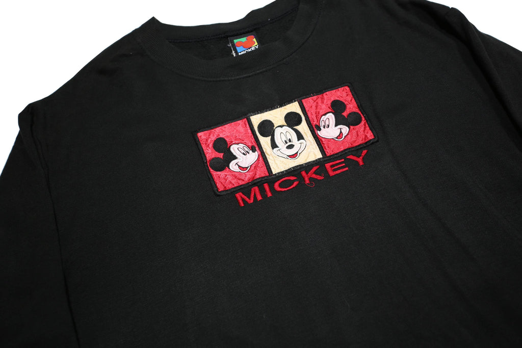 MICKEY UNLIMITED Womens Black L Cotton Blend Crew Neck Pullover Sweatshirt