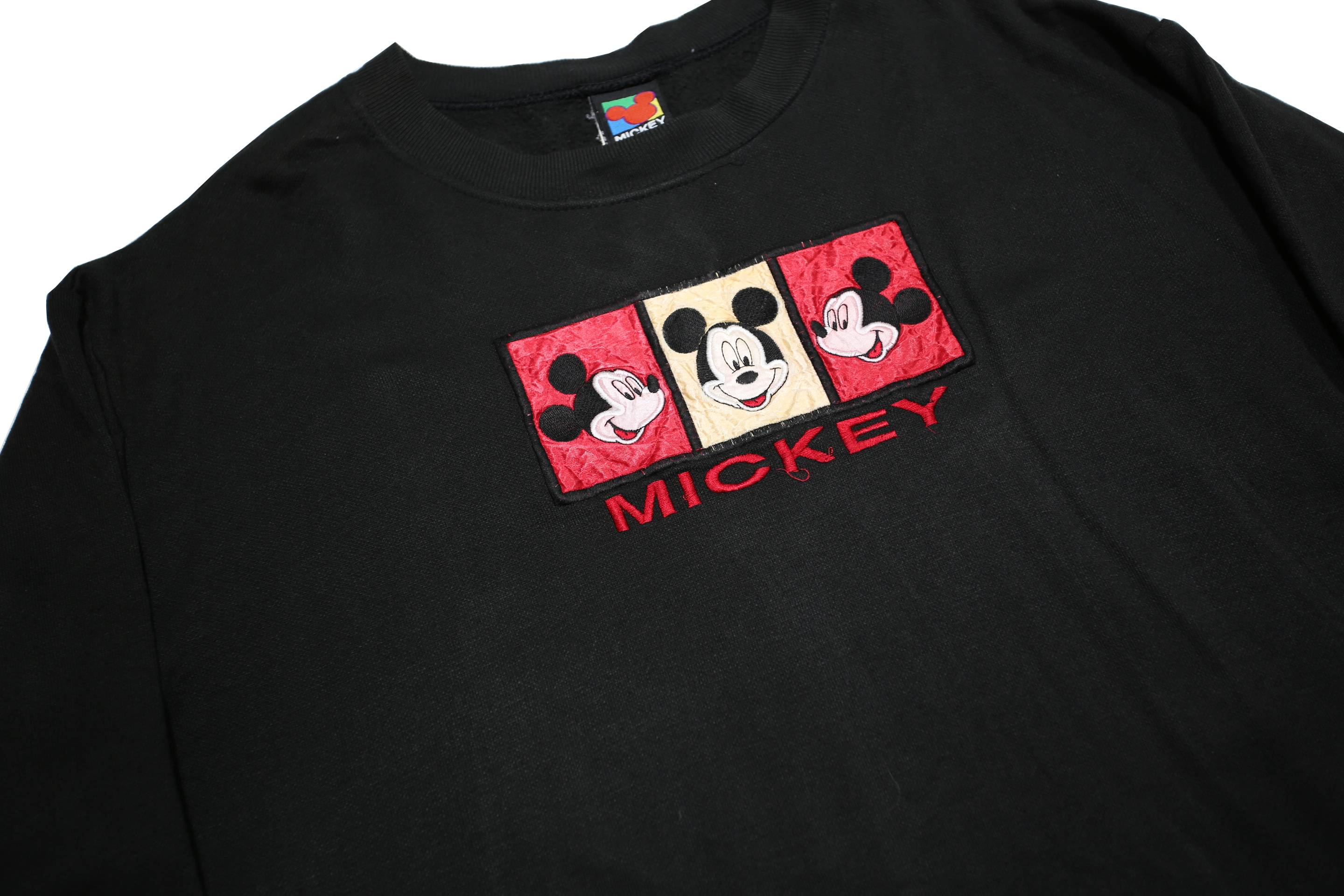 MICKEY UNLIMITED Womens Black L Cotton Blend Crew Neck Pullover Sweatshirt
