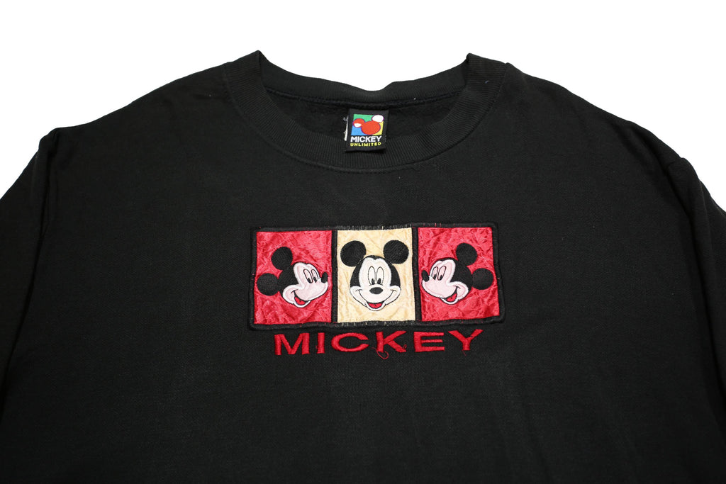 MICKEY UNLIMITED Womens Black L Cotton Blend Crew Neck Pullover Sweatshirt