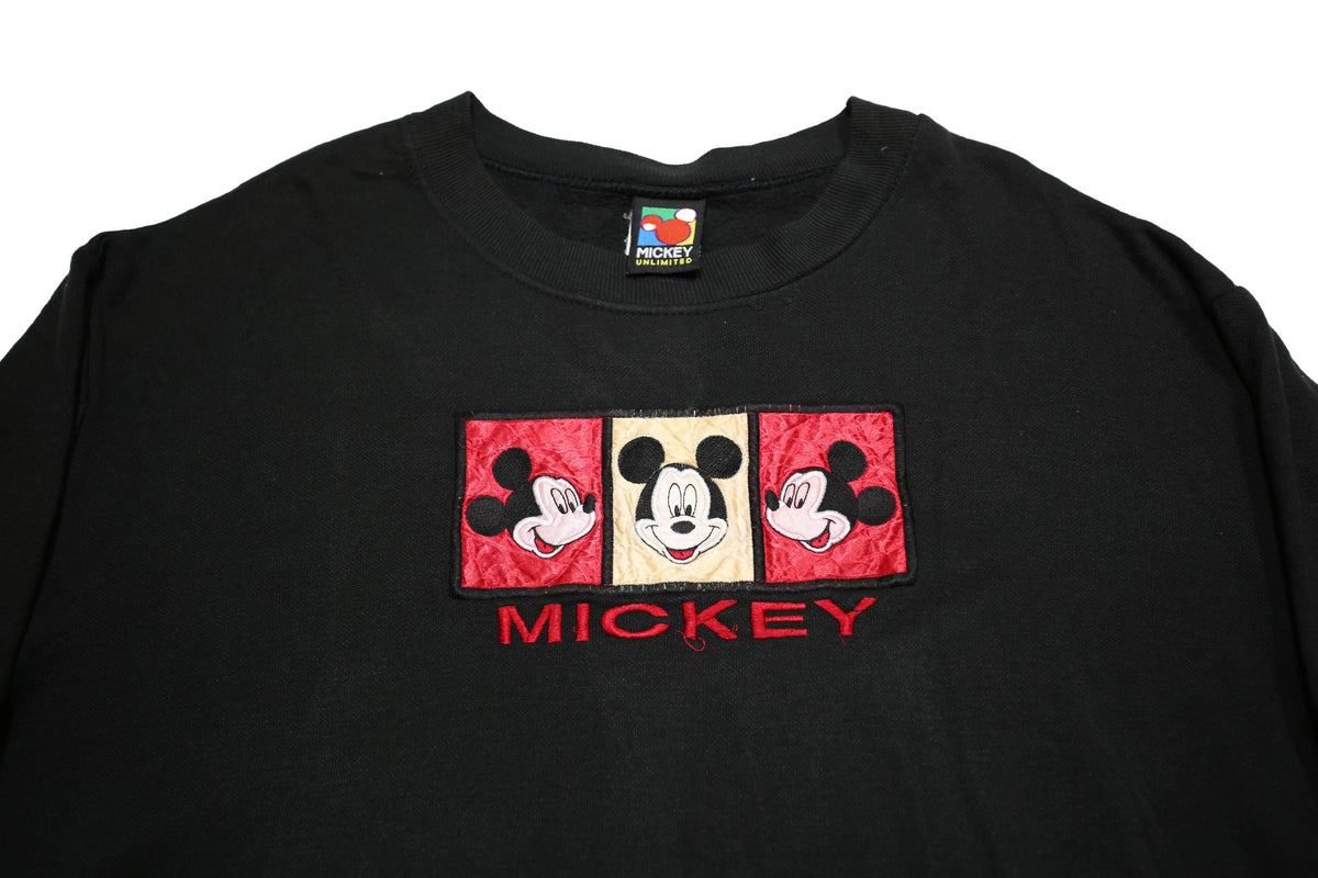 MICKEY UNLIMITED Womens Black L Cotton Blend Crew Neck Pullover Sweatshirt