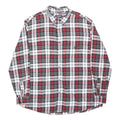 CHAPS Mens Red Black White Plaid Shirt XL Cotton Long Sleeve Casual