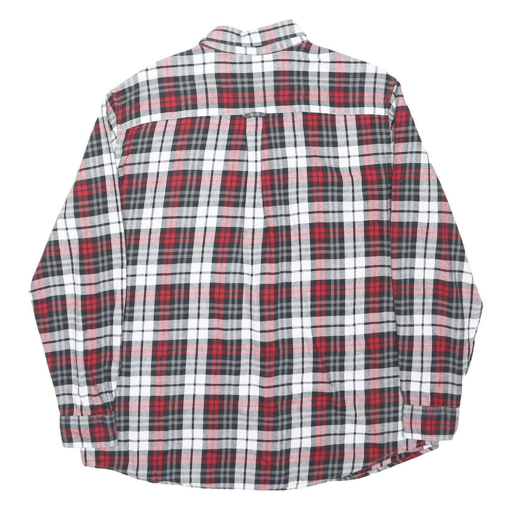 CHAPS Mens Red Black White Plaid Shirt XL Cotton Long Sleeve Casual