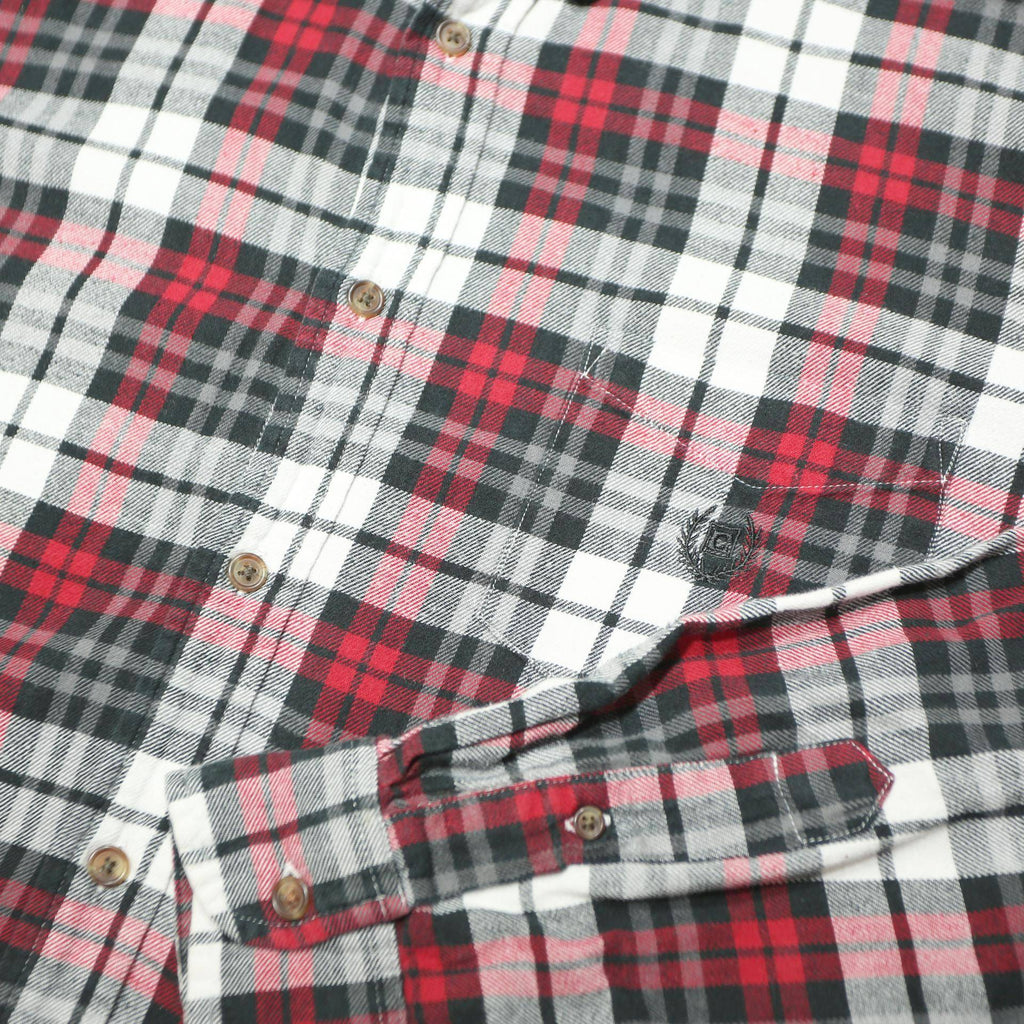 CHAPS Mens Red Black White Plaid Shirt XL Cotton Long Sleeve Casual
