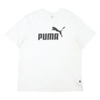 PUMA Mens White Black Logo T-Shirt L Short Sleeve Crew Neck Cotton Blend Casual