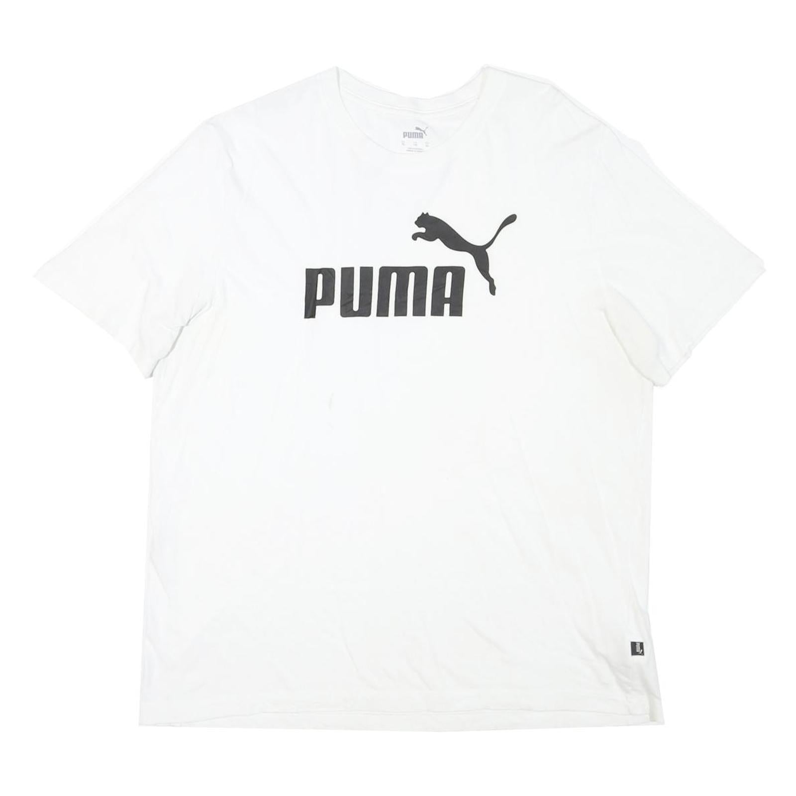 PUMA Mens White Black Logo T-Shirt L Short Sleeve Crew Neck Cotton Blend Casual