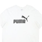 PUMA Mens White Black Logo T-Shirt L Short Sleeve Crew Neck Cotton Blend Casual