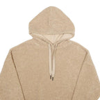Womens Beige Fleece Hoodie L Comfortable Warm Oversized Pullover