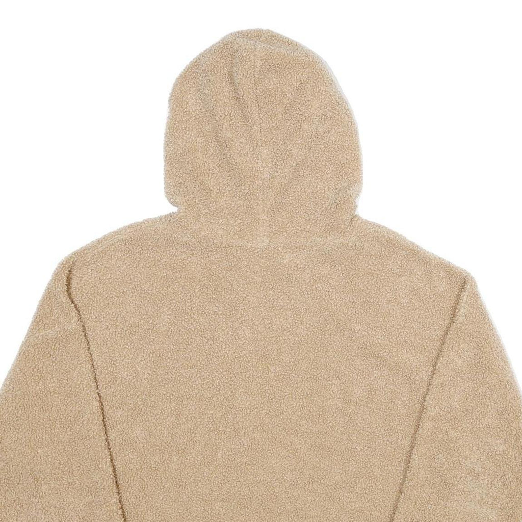 Womens Beige Fleece Hoodie L Comfortable Warm Oversized Pullover