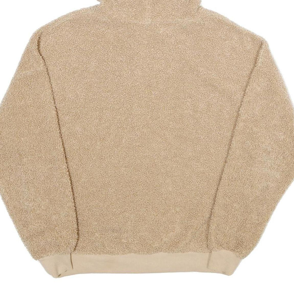 Womens Beige Fleece Hoodie L Comfortable Warm Oversized Pullover