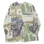 SERGIO DI LAURENTI Womens Green & Beige Printed Long Sleeve Button Neck Top L