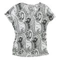 CROFT&BARROW Womens Black & White Paisley Printed Short Sleeve Crew Neck Top S