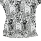 CROFT&BARROW Womens Black & White Paisley Printed Short Sleeve Crew Neck Top S