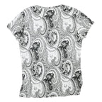 CROFT&BARROW Womens Black & White Paisley Printed Short Sleeve Crew Neck Top S