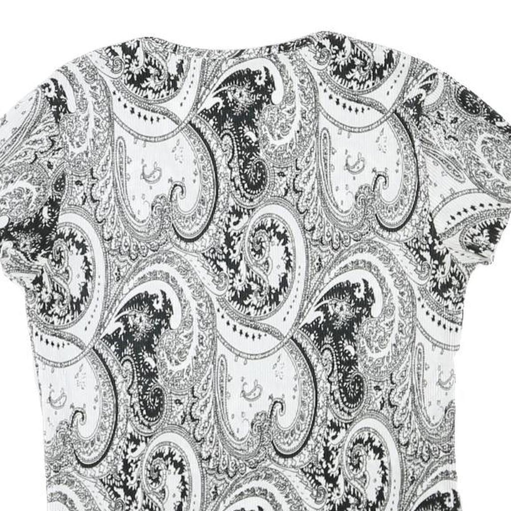 CROFT&BARROW Womens Black & White Paisley Printed Short Sleeve Crew Neck Top S