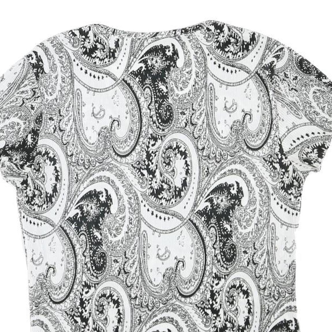 CROFT&BARROW Womens Black & White Paisley Printed Short Sleeve Crew Neck Top S