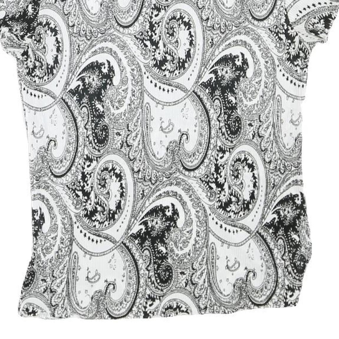 CROFT&BARROW Womens Black & White Paisley Printed Short Sleeve Crew Neck Top S