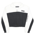 KANGOL Womens Black & White Sweatshirt Collared M Cotton Blend Half Zip Crop