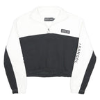 KANGOL Womens Black & White Sweatshirt Collared M Cotton Blend Half Zip Crop