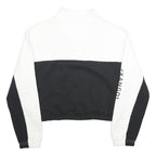 KANGOL Womens Black & White Sweatshirt Collared M Cotton Blend Half Zip Crop