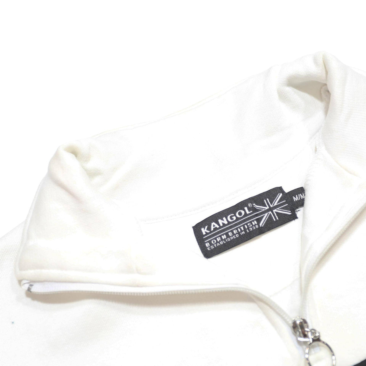 KANGOL Womens Black & White Sweatshirt Collared M Cotton Blend Half Zip Crop