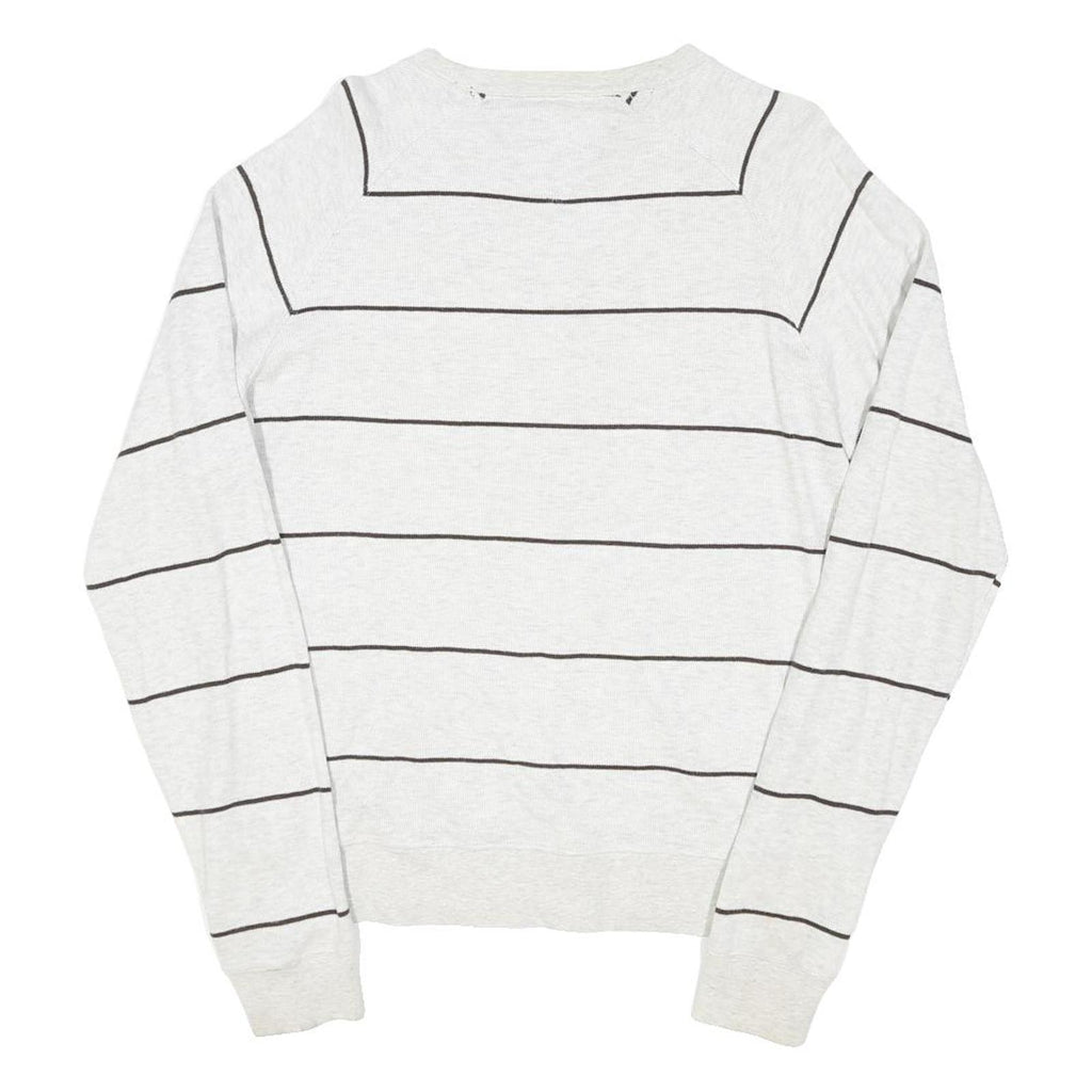 TOMMY HILFIGER Mens White & Black Stripe Pattern Plain Crew Neck Cotton Blend