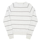 TOMMY HILFIGER Mens White & Black Stripe Pattern Plain Crew Neck Cotton Blend