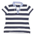 TOMMY HILFIGER Womens Blue & White Stripe Short Sleeve Polo Shirt XL Lace Up