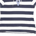TOMMY HILFIGER Womens Blue & White Stripe Short Sleeve Polo Shirt XL Lace Up