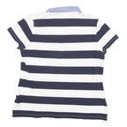 TOMMY HILFIGER Womens Blue & White Stripe Short Sleeve Polo Shirt XL Lace Up