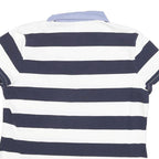 TOMMY HILFIGER Womens Blue & White Stripe Short Sleeve Polo Shirt XL Lace Up