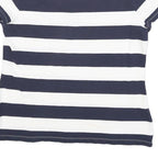 TOMMY HILFIGER Womens Blue & White Stripe Short Sleeve Polo Shirt XL Lace Up