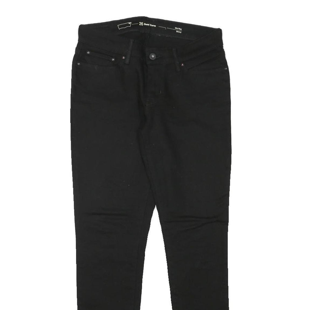 LEVI'S Womens Black Slim Skinny Denim Light W26 L28 Zip Cotton Blend Jeans