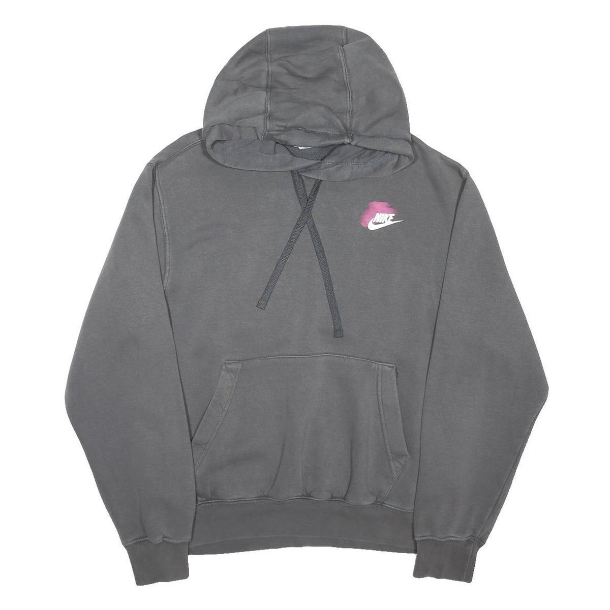 NIKE Womens Grey Hoodie S Cotton Blend Pullover Hooded Sweatshirt Sportswear