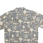 Mens Brown Beige Pattern Cotton Blend Shirt M Casual Summer Beachwear