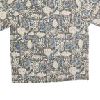 Mens Brown Beige Pattern Cotton Blend Shirt M Casual Summer Beachwear