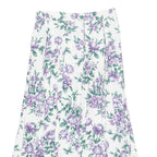 Womens Pleated Skirt White Long 90s Floral S