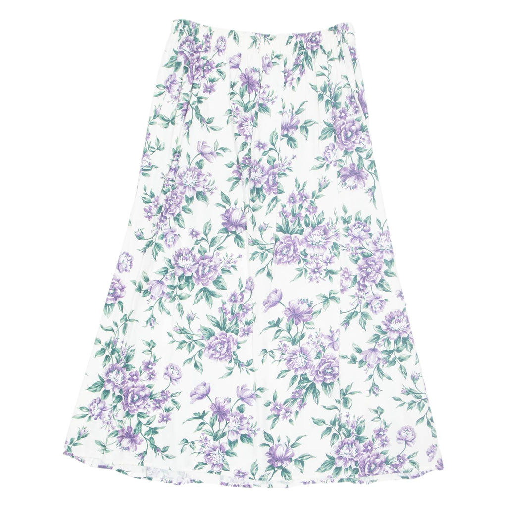 Womens Pleated Skirt White Long 90s Floral S