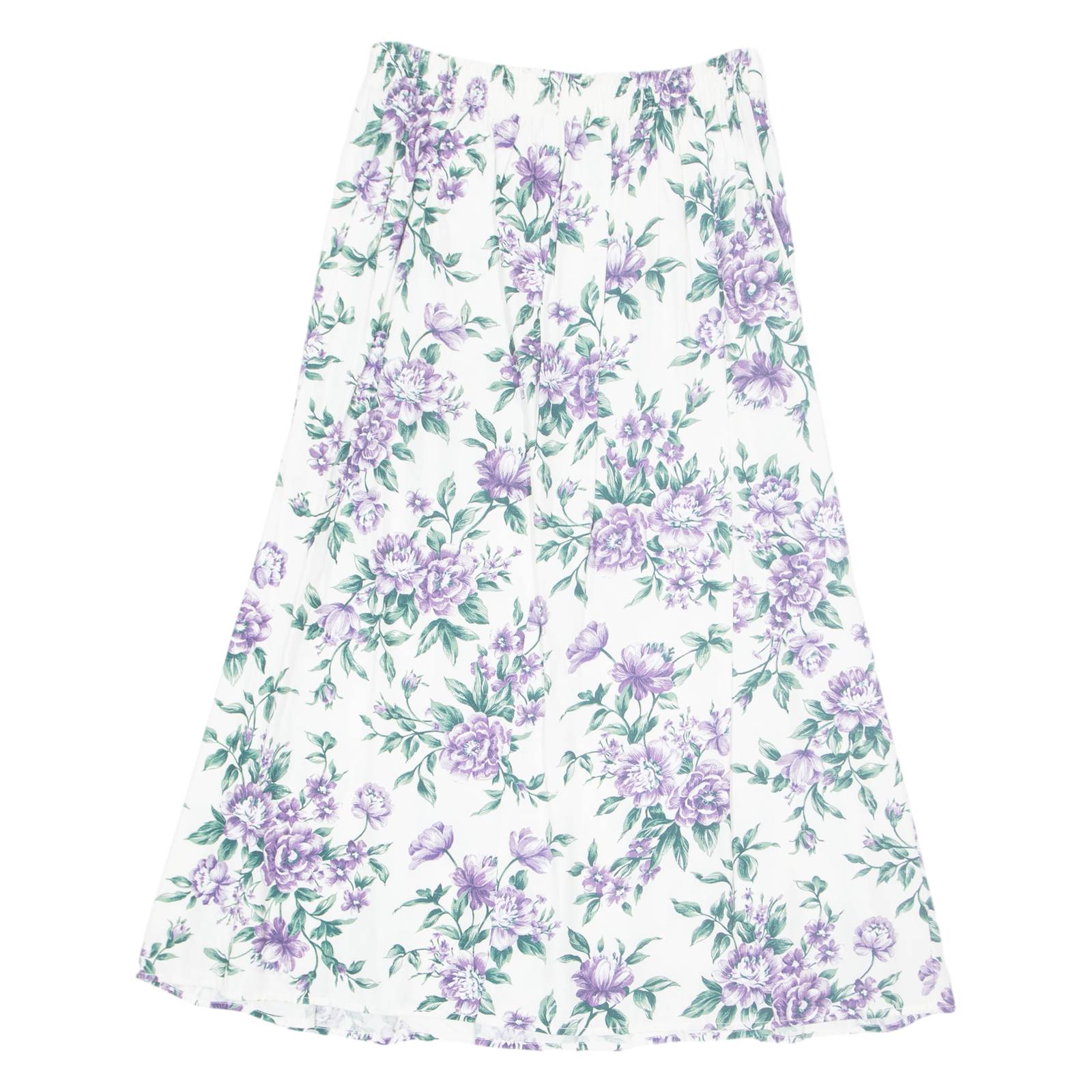 Womens Pleated Skirt White Long 90s Floral S