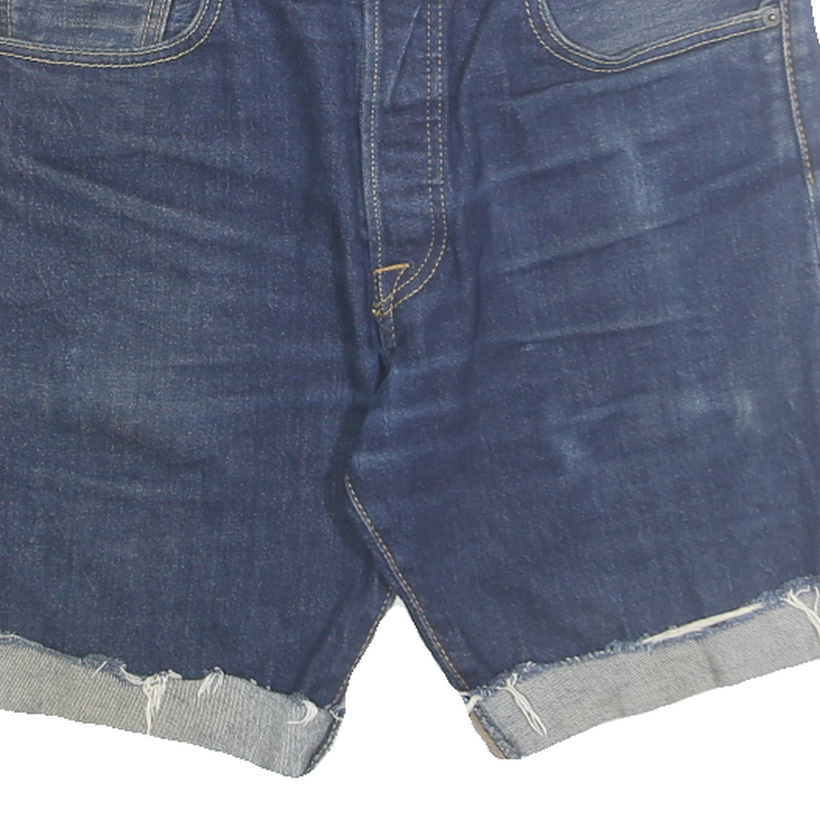 LEVI'S Mens Denim Blue Cut-Off Shorts M W33 Rolled Hem Casual Cotton Blend