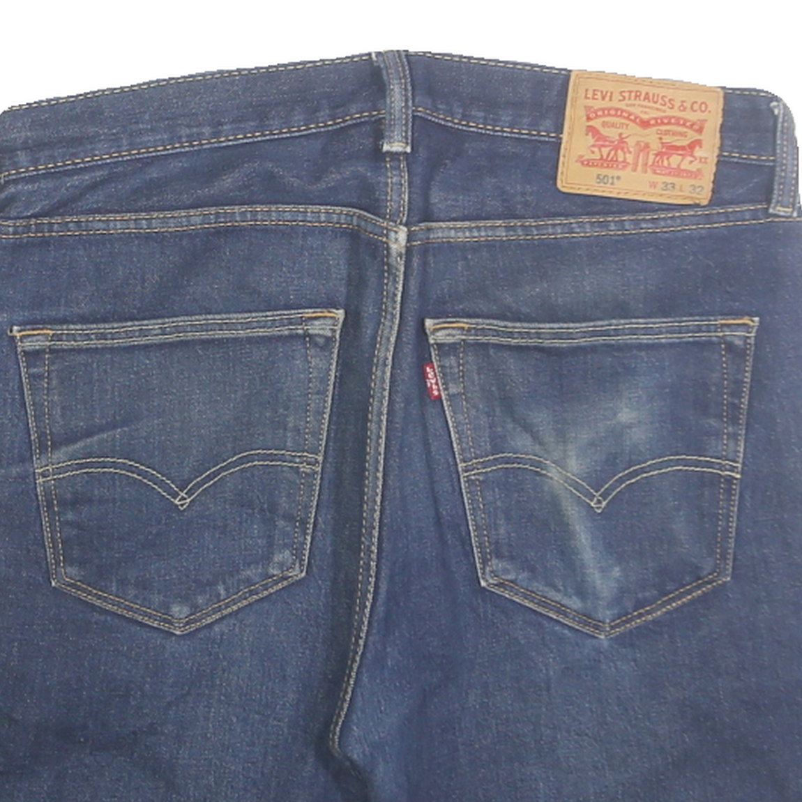 LEVI'S Mens Denim Blue Cut-Off Shorts M W33 Rolled Hem Casual Cotton Blend