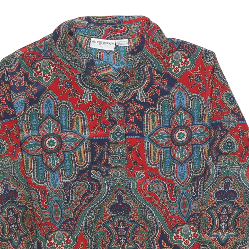 ALFRED DUNNER Womens Red Paisley Printed Shirt Long Sleeve Collared M Polyester