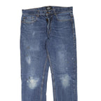 DICKIES Mens Regular Fit Blue Denim Jeans Button W34 L34 Cotton Blend