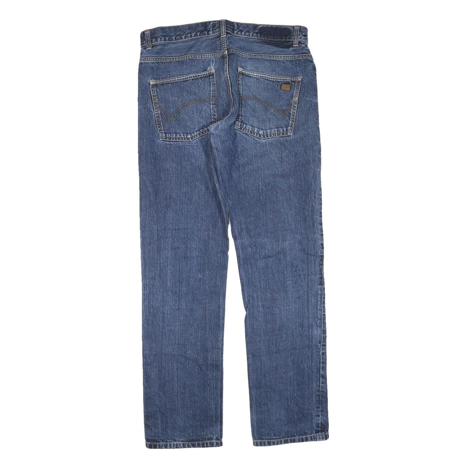 DICKIES Mens Regular Fit Blue Denim Jeans Button W34 L34 Cotton Blend