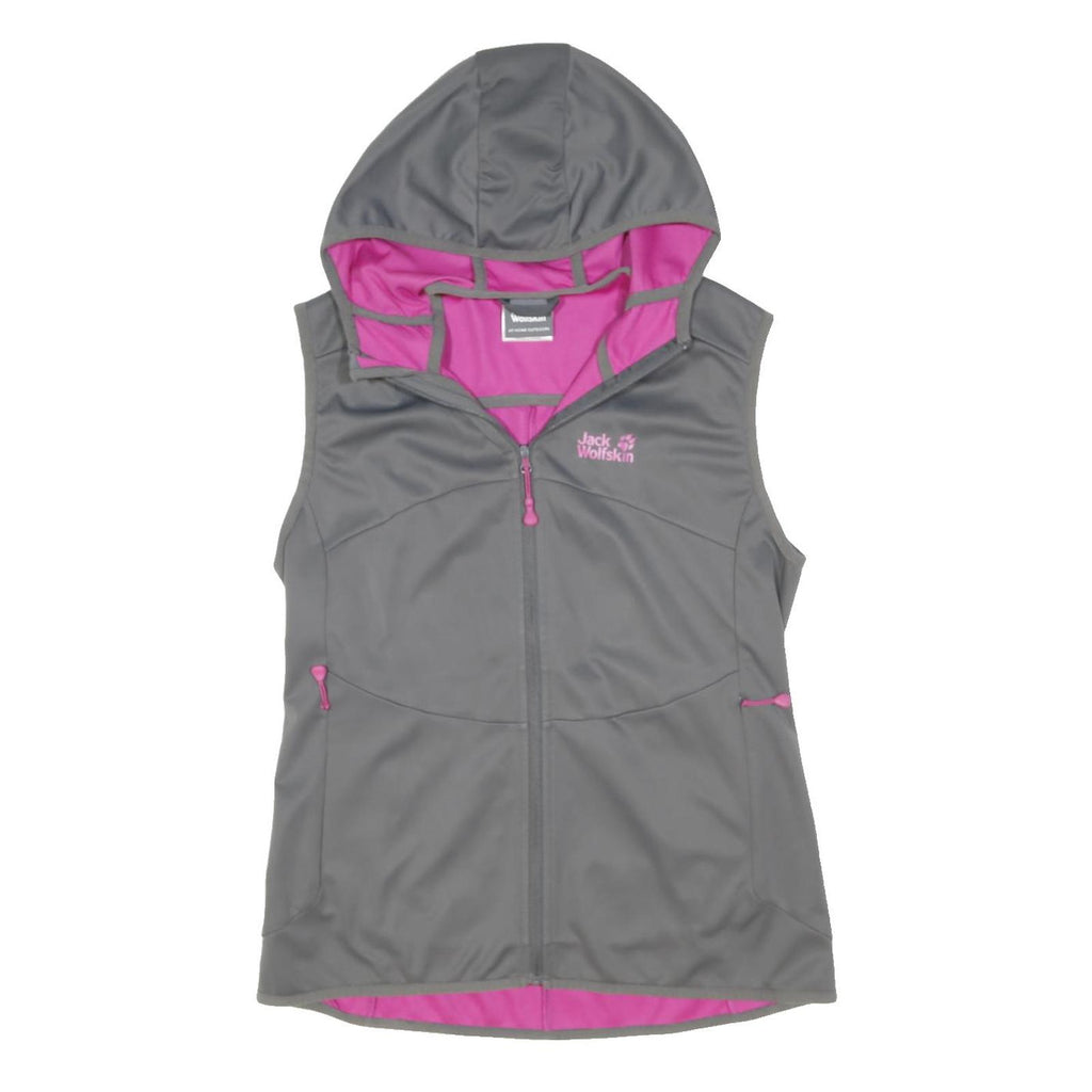 JACK WOLFSKIN Womens Grey & Pink Outdoor Gilet UK 12 Polyester Sleeveless Zip